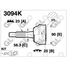 3094K GLO Шарнирный комплект, приводной вал