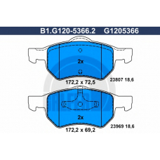 B1.G120-5366.2 GALFER Комплект тормозных колодок, дисковый тормоз