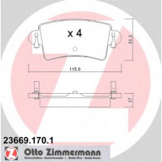 23669.170.1 ZIMMERMANN Комплект тормозных колодок, дисковый тормоз