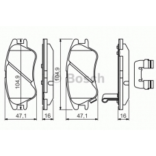 0 986 494 630 BOSCH Комплект тормозных колодок, дисковый тормоз