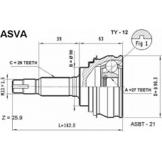 TY-12 ASVA Шарнирный комплект, приводной вал