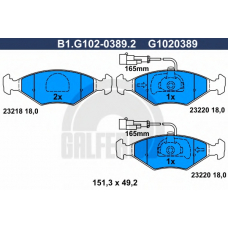B1.G102-0389.2 GALFER Комплект тормозных колодок, дисковый тормоз
