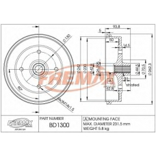 BD-1300 FREMAX Тормозной барабан