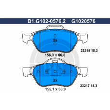 B1.G102-0576.2 GALFER Комплект тормозных колодок, дисковый тормоз