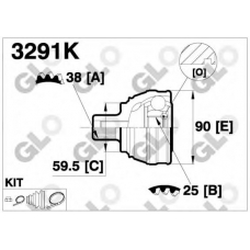 3291K GLO Шарнирный комплект, приводной вал