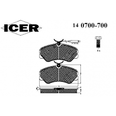 140700-700 ICER Комплект тормозных колодок, дисковый тормоз