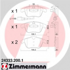 24333.200.1 ZIMMERMANN Комплект тормозных колодок, дисковый тормоз