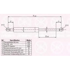 05237100 KLOKKERHOLM Газовая пружина, крышка багажник