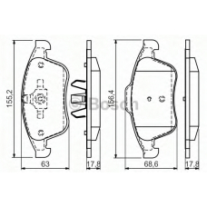 0 986 494 556 BOSCH Комплект тормозных колодок, дисковый тормоз