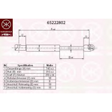 65222802 KLOKKERHOLM Газовая пружина, капот