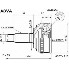 HN-29A50 ASVA Шарнирный комплект, приводной вал