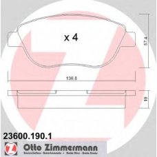 23600.190.1 ZIMMERMANN Комплект тормозных колодок, дисковый тормоз