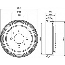 8DT 355 300-551 HELLA Тормозной барабан