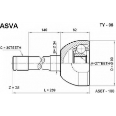 TY-06 ASVA Шарнирный комплект, приводной вал