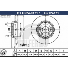 B1.G224-0171.1 GALFER Тормозной диск