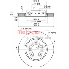 25150 V METZGER Тормозной диск