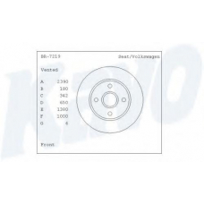 BR-7219 KAVO PARTS Тормозной диск