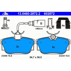 13.0460-2872.2 ATE Комплект тормозных колодок, дисковый тормоз