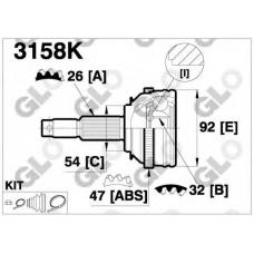 3158K GLO Шарнирный комплект, приводной вал