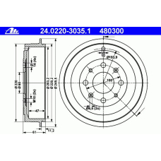 24.0220-3035.1 ATE Тормозной барабан