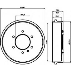 8DT 355 302-181 HELLA Тормозной барабан