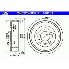 24.0220-0037.1 ATE Тормозной барабан