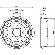 8DT 355 300-571 HELLA PAGID Тормозной барабан