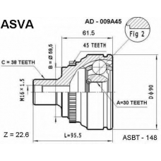 AD-009A45 ASVA Шарнирный комплект, приводной вал