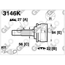 3146K GLO Шарнирный комплект, приводной вал