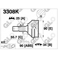 3308K GLO Шарнирный комплект, приводной вал