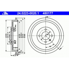 24.0223-0020.1 ATE Тормозной барабан