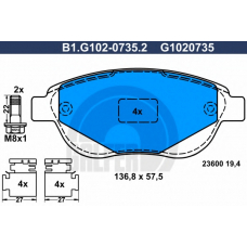 B1.G102-0735.2 GALFER Комплект тормозных колодок, дисковый тормоз