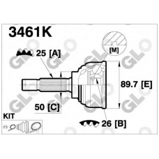 3461K GLO Шарнирный комплект, приводной вал