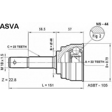 NS-44 ASVA Шарнирный комплект, приводной вал