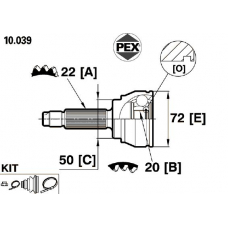 10.039 PEX Шарнир, приводной вал
