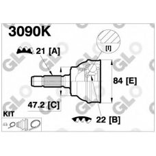 3090K GLO Шарнирный комплект, приводной вал