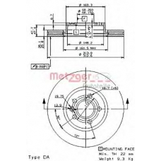 24969 METZGER Тормозной диск