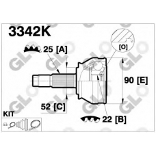 3342K GLO Шарнирный комплект, приводной вал