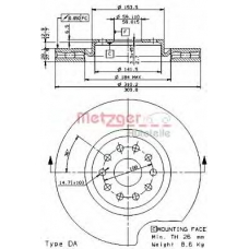 24732 V METZGER Тормозной диск