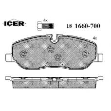 181660-700 ICER Комплект тормозных колодок, дисковый тормоз