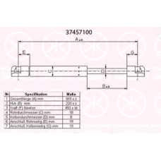 37457100 KLOKKERHOLM Газовая пружина, крышка багажник