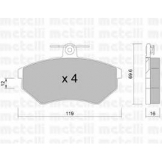 22-0050-0 METELLI Комплект тормозных колодок, дисковый тормоз