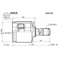 MZID-554 ASVA Шарнирный комплект, приводной вал