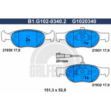 B1.G102-0340.2 GALFER Комплект тормозных колодок, дисковый тормоз