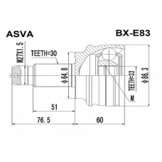 BX-E83 ASVA Шарнирный комплект, приводной вал