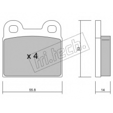 002.0 fri.tech. Комплект тормозных колодок, дисковый тормоз