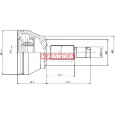 6512 KAMOKA Шарнирный комплект, приводной вал
