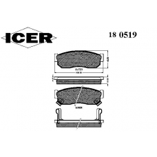 180519 ICER Комплект тормозных колодок, дисковый тормоз