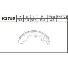 K3795 ASIMCO Комплект тормозных колодок