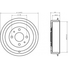 8DT 355 300-301 HELLA PAGID Тормозной барабан